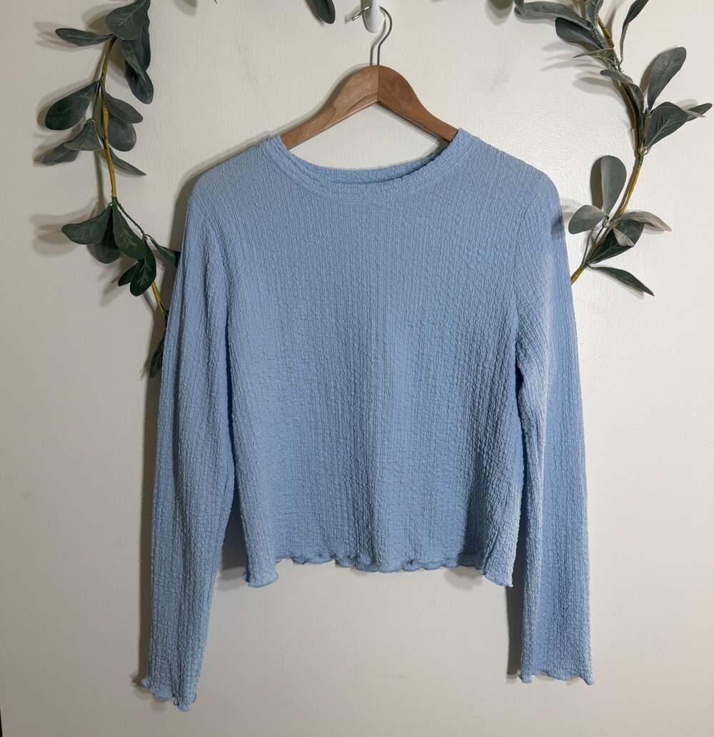 A New Day Blue Textured Long Sleeve